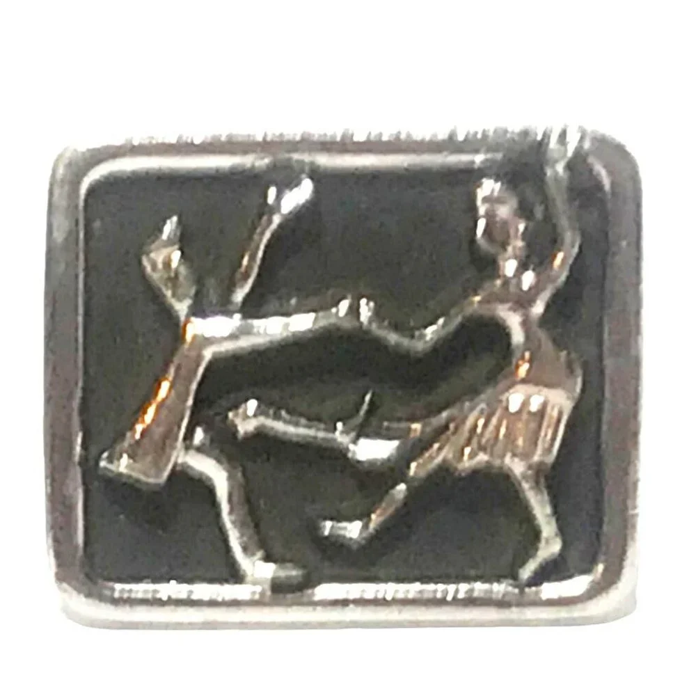 1940s 1950s Dancing Couple Cufflinks Silver Tone and Black Jitterbug Lindy